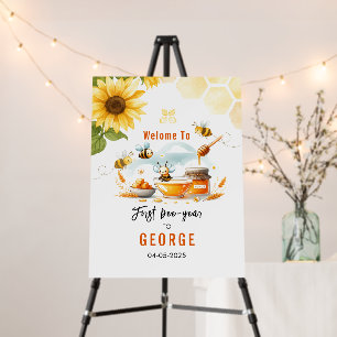 Cute Yellow Bee & Sunflower 1st Bee-Day Birthday Foam Board