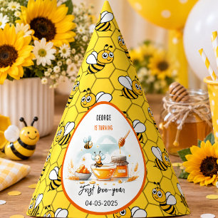 Cute Yellow Bee & Sunflower 1st Bee-Day Birthday Party Hat