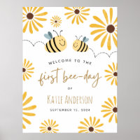 Cute Yellow Bee Sunflower First Bee-day Welcome