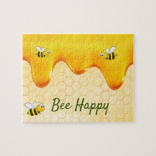 Cute Yellow bees dripping honey Jigsaw Puzzle