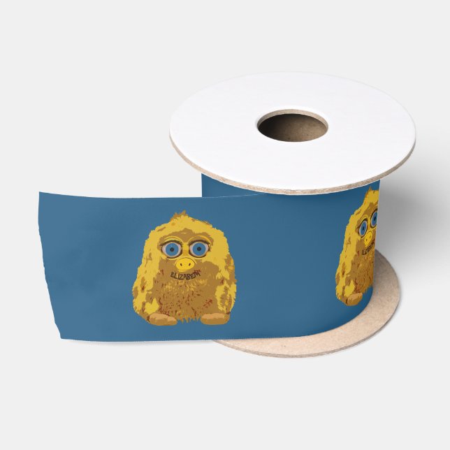 Cute Yellow Bigfoot With Big Blue Eyes Satin Ribbon (Spool)