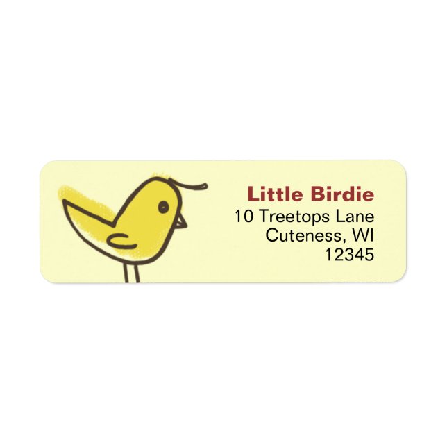 Cute Yellow Bird Chick Return Address Labels (Front)