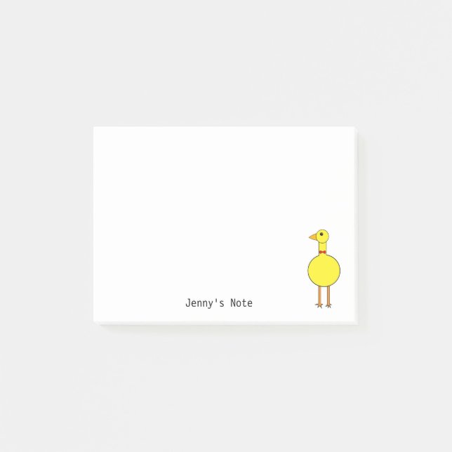 Cute Yellow Bird Pet Animal Cartoon Custom name   Post-it Notes (Front)