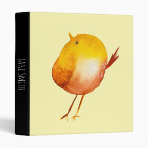 Cute yellow bird watercolor 3 ring binder