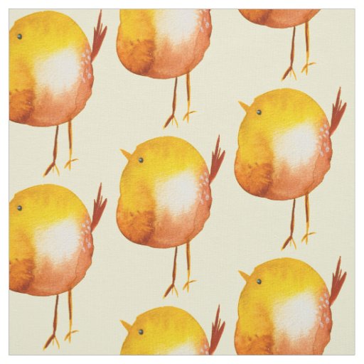 Cute yellow bird watercolor fabric