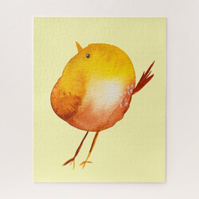 Cute yellow bird watercolor jigsaw puzzle (Vertical)