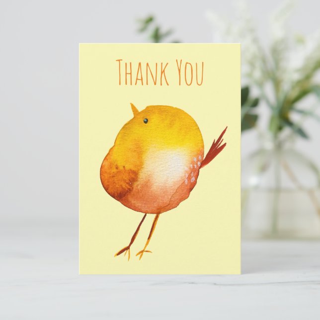 Cute yellow bird watercolor note card (Standing Front)