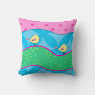 Cute Yellow Birds Colorful and Bright Pillow