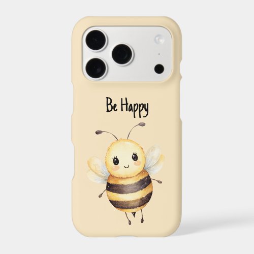 Cute Yellow Black Be Happy Bee iPhone 17 Pro Case