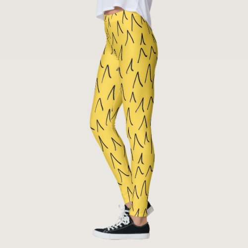 cute yellow black beautiful cat ear design pattern leggings