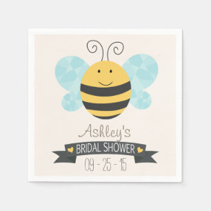 Cute Yellow & Black Bee Bridal Shower Paper Napkins