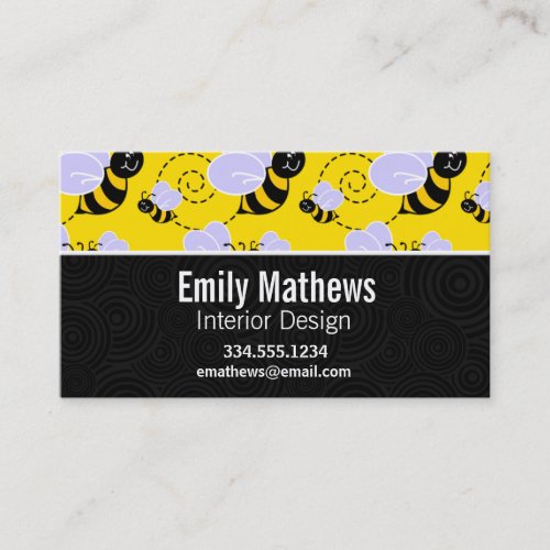 Cute Yellow &amp; Black Bee Business Cards
