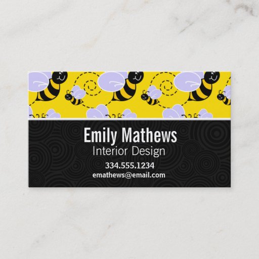 Customizable Cute Yellow &amp; Black Bee Business Cards