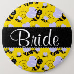 Cute Yellow &amp; Black Bee Button at Zazzle