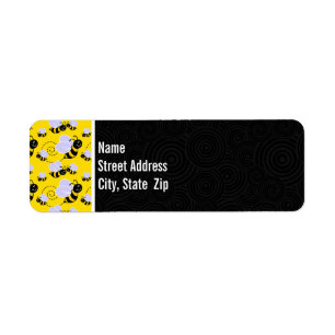 Cute Yellow & Black Bee Label