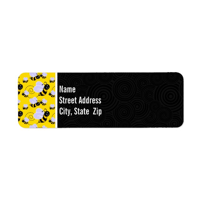 Cute Yellow & Black Bee Label (Front)