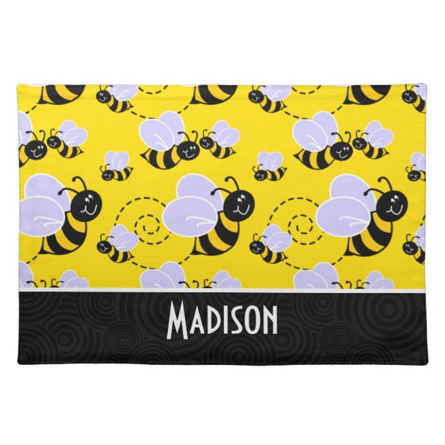 Cute Yellow & Black Bee Placemat (Front)