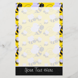 Cute Yellow & Black Bee Stationery