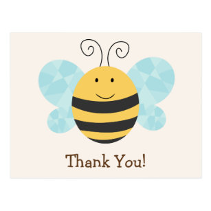 Cute Yellow Black Bee Thank You Postcard - 