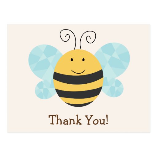 Cute Yellow & Black Bee Thank You Postcard | Zazzle