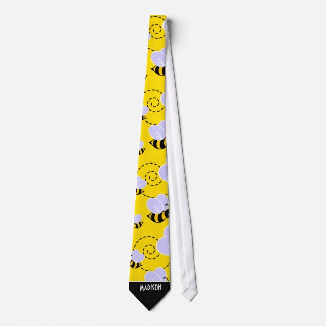 Cute Yellow & Black Bee Tie (Front)