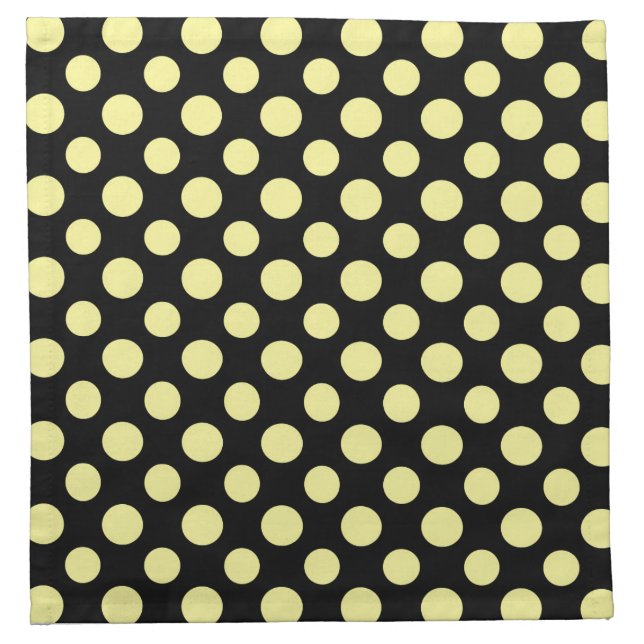 Cute Yellow Black Big  Polka Dots Cloth Napkin (Front)