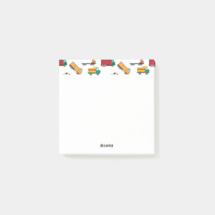 Cute Yellow Black Name Personalized Truck Post-it Notes