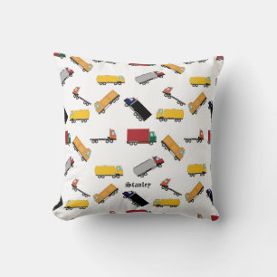 Cute Yellow Black Personalized Truck Pattern Throw Pillow