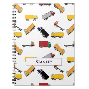 Cute Yellow Black Watercolor Personalized Truck Notebook