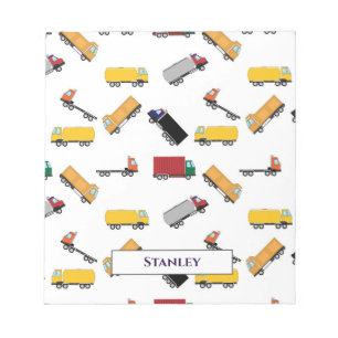 Cute Yellow Black Watercolor Personalized Truck Notepad