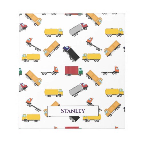 Cute Yellow Black Watercolor Personalized Truck  Notepad