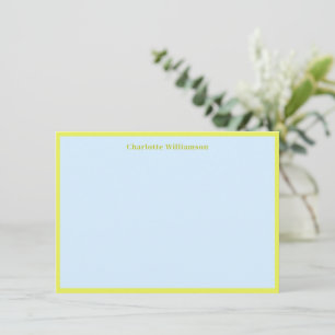 Cute Yellow Blue Border Personalized Stationery Thank You Card