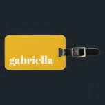 Cute Yellow Bold Typography Personalized Name Luggage Tag<br><div class="desc">Bold Modern Typography Personalized Name Luggage Tag with White Text on a Yellow Background</div>