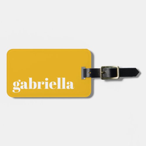 Cute Yellow Bold Typography Personalized Name Luggage Tag