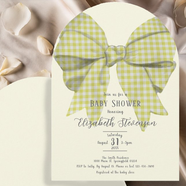 Cute Yellow Bow Gender Neutral Baby Shower Arch Invitation (Creator Uploaded)