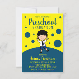 Cute Yellow Boy Preschool Graduation Invitation | Zazzle