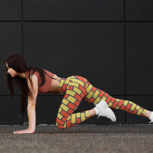 Cute Yellow Brick Chevron Workout Orange Leggings