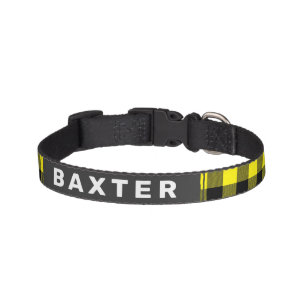 Cute Yellow Buffalo Plaid Personalized Dog Pet Collar