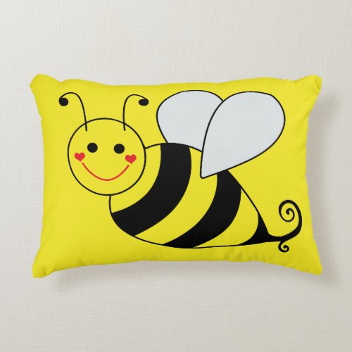 Cute Yellow Bumble Bee Accent Pillow