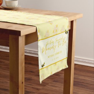 Cute Yellow Bumble Bee and Honeycomb Baby Shower Short Table Runner