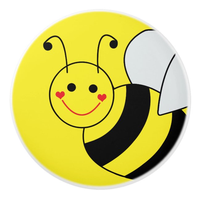 Cute Yellow Bumble Bee Ceramic Knob (Front)