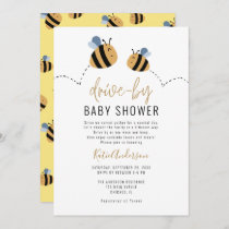 Cute Yellow Bumble Bee Drive-by Baby Shower Invitation