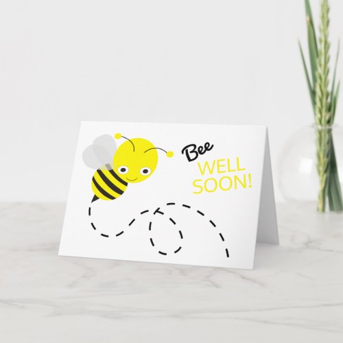 Cute Yellow Bumble Bee Get Well Soon Card