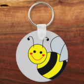 Cute Yellow Bumble Bee Gray Keychain (Front)