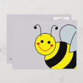 Cute Yellow Bumble Bee Gray Postcard (Front/Back)