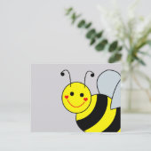 Cute Yellow Bumble Bee Gray Postcard (Standing Front)
