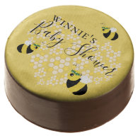 Cute Yellow Bumble Bee Honeycomb Heart Baby Shower Chocolate Covered Oreo
