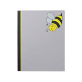 Cute Yellow Bumble Bee Large Gray Notepad (Rotated)