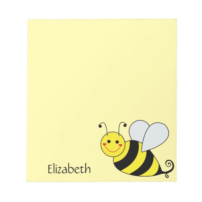 Cute Yellow Bumble Bee Personalize Notepad (Front)