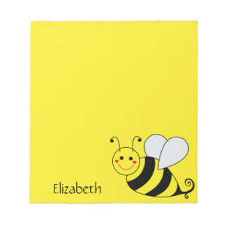 Cute Yellow Bumble Bee Personalized Notepad